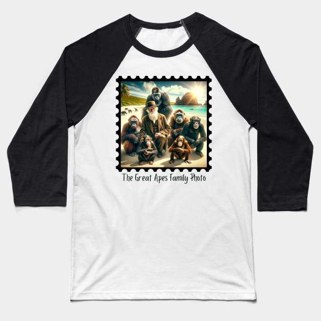 The Great Apes Family Photo III Baseball T-Shirt by EarthisticWear